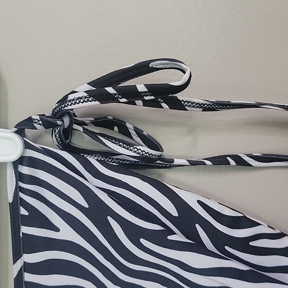 NASTY GAL Black White Animal Print Bikini Swim Suit Bottoms Size 10 - Picture 3 of 6